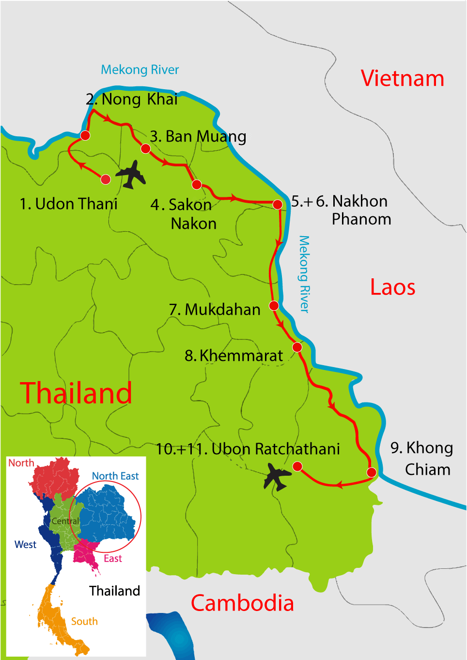 Cycling Tour Map | Magical Mekong River